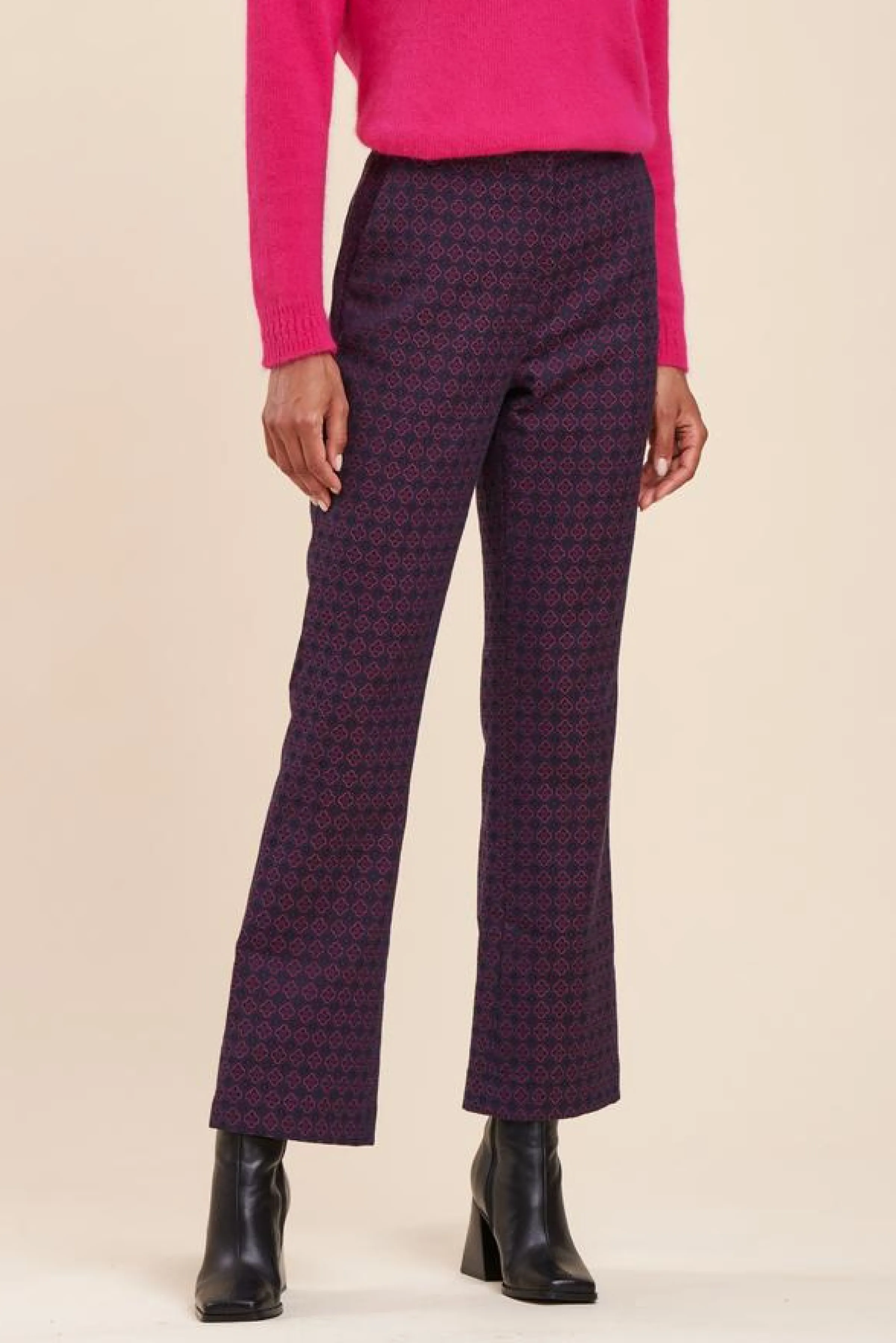 La Fée Maraboutée Pantalons<Pantalon jacquard évasé - 40 Violet