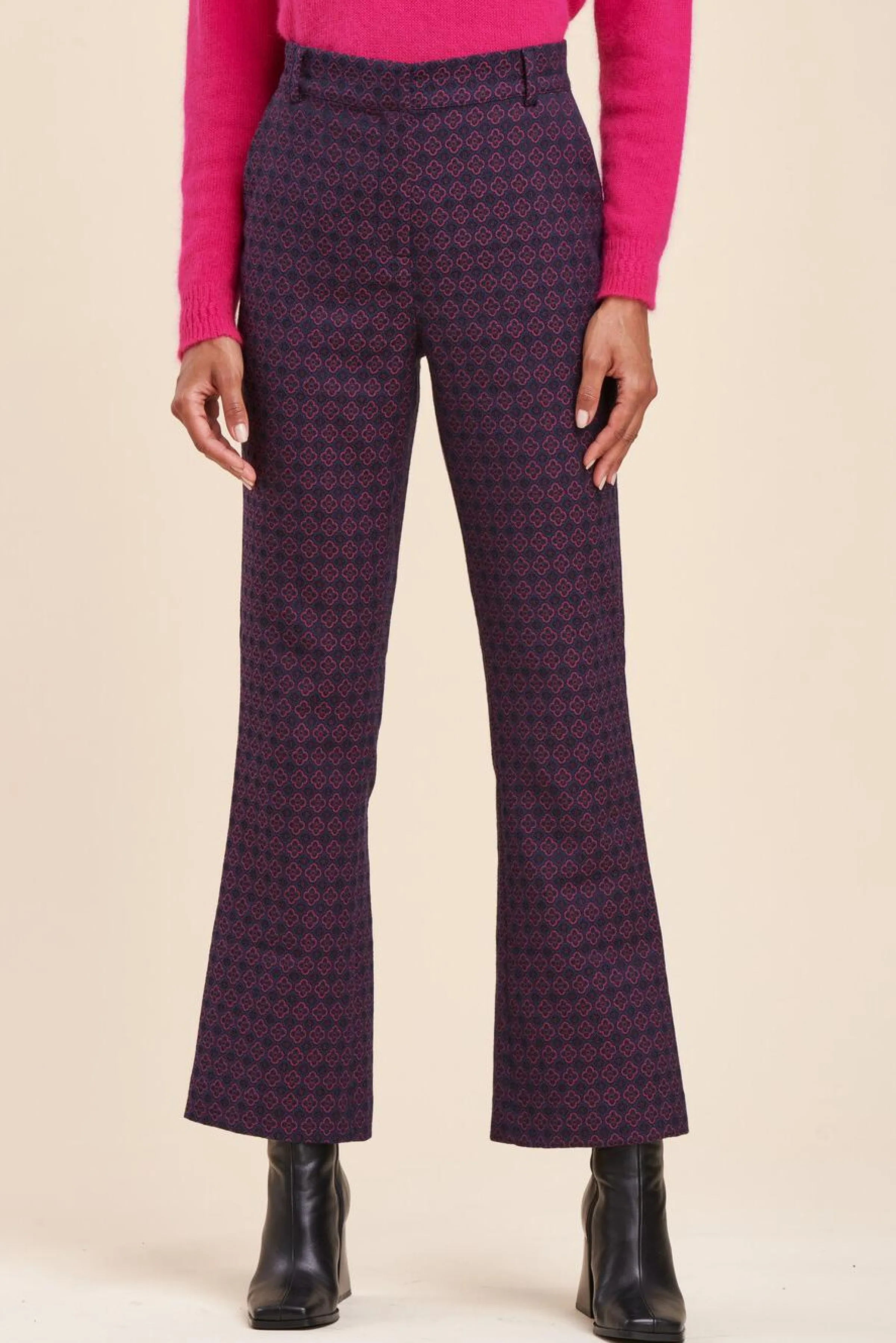 La Fée Maraboutée Pantalons<Pantalon jacquard évasé - 40 Violet