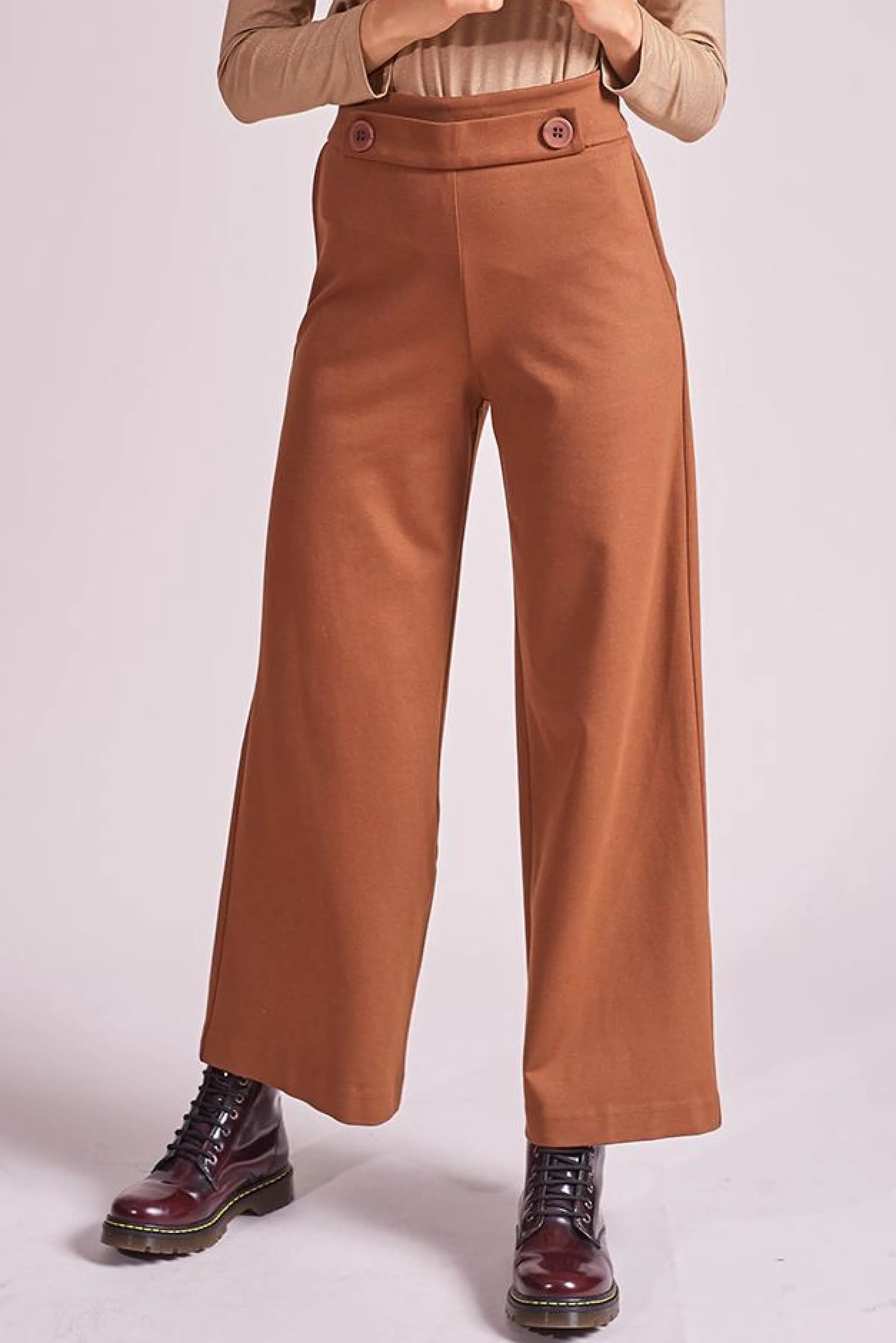 La Fée Maraboutée Pantalons<Pantalon large en jersey milano - L/40 Marron