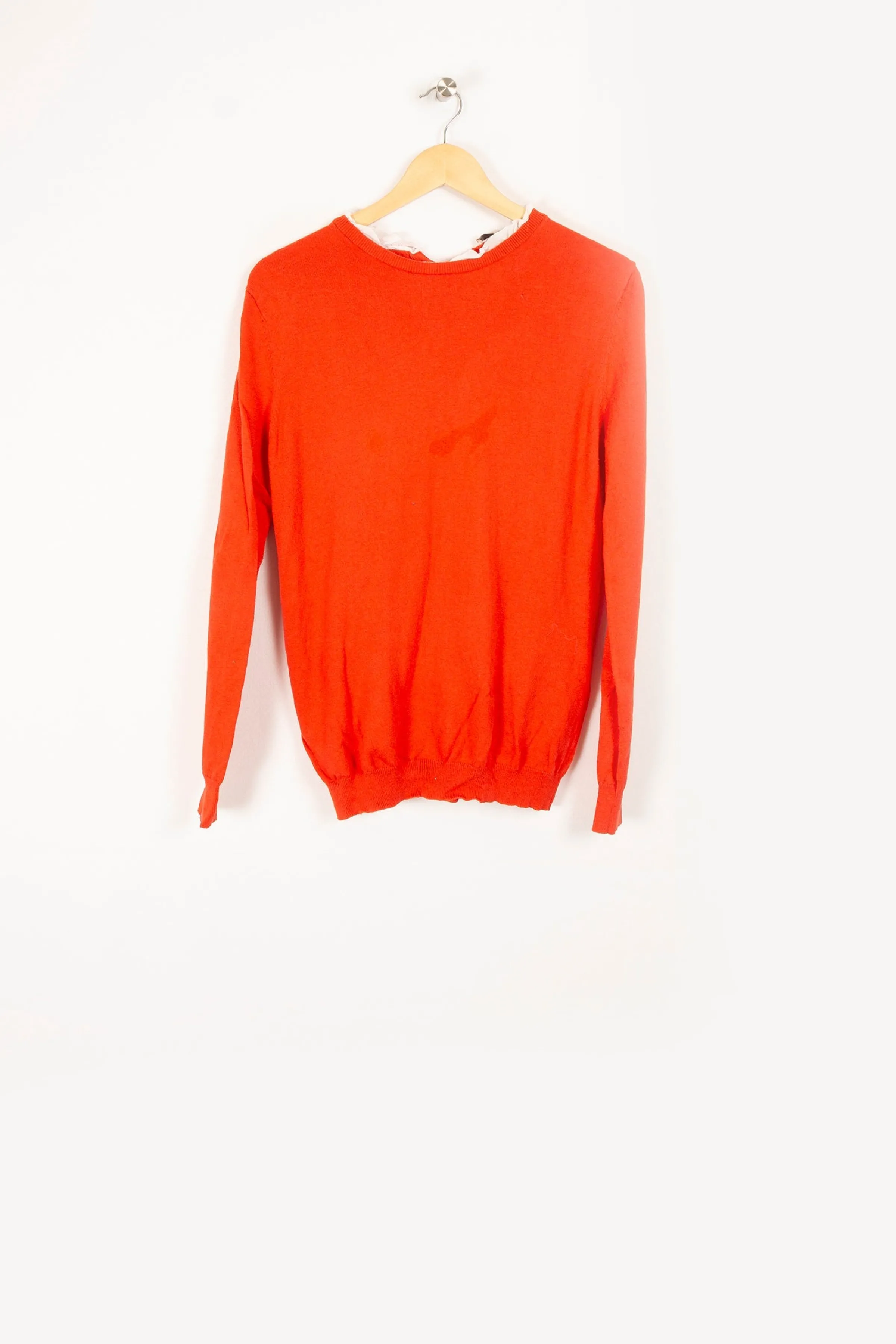 La Fée Maraboutée Mailles | Pulls & Cardigans<Pull coton biologique encolure fantaise - S/36 Orange