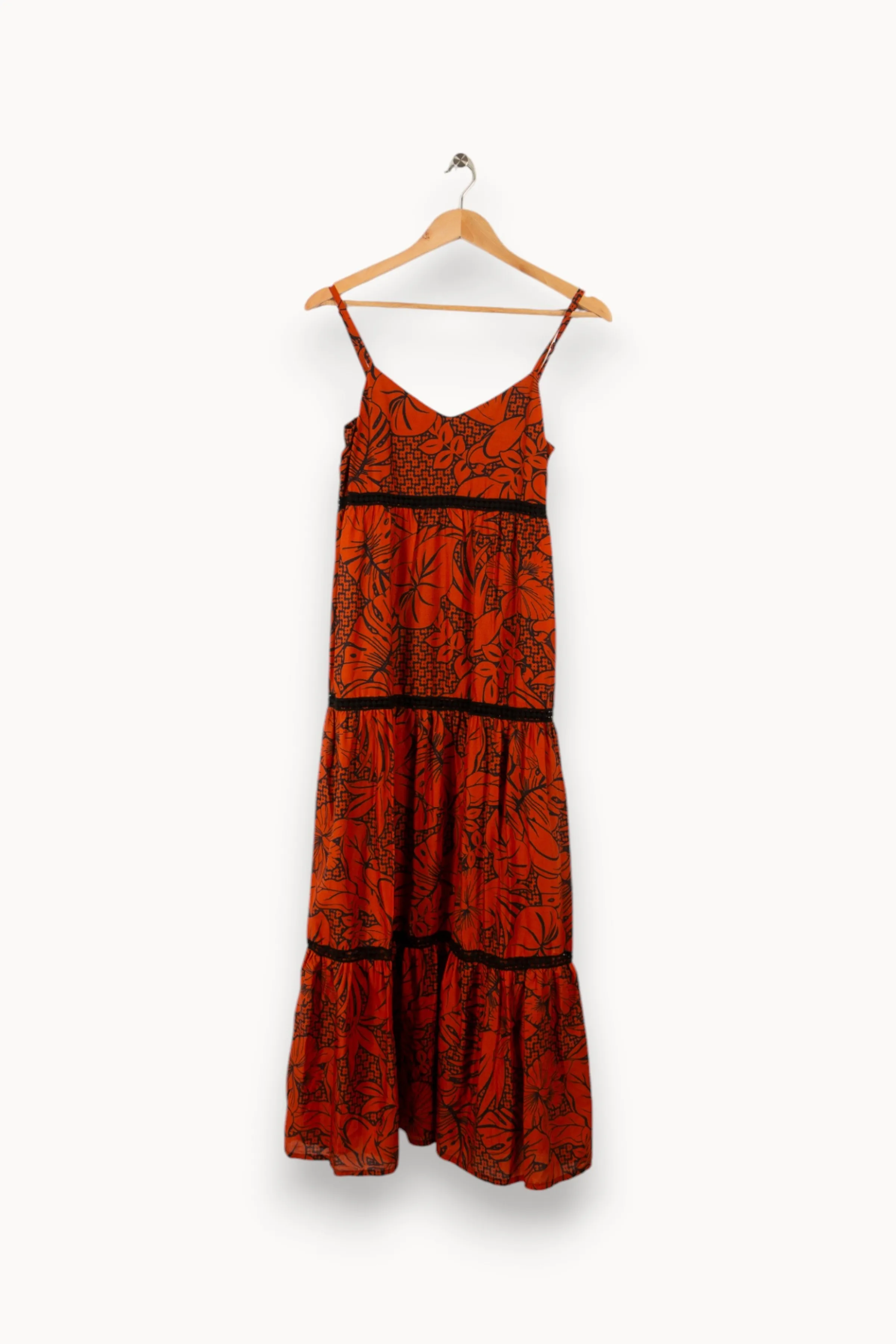 La Fée Maraboutée Robes<Robe longue à motifs - Taille XS/34 Orange