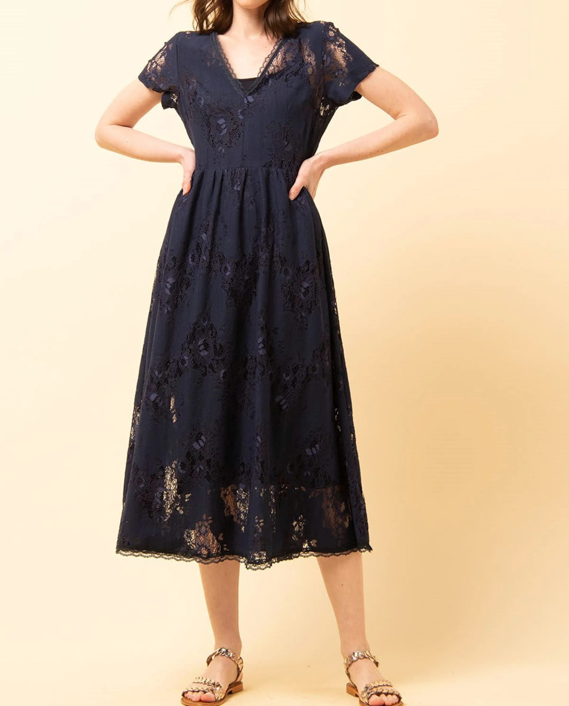 La Fée Maraboutée Robes<Robe manches courtes en dentelle - L/40 Bleu